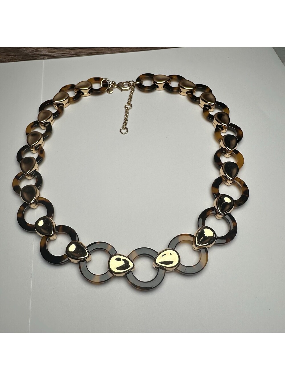 J. Crew Brown Faux Tortoise Statement Necklace Gold Tone
